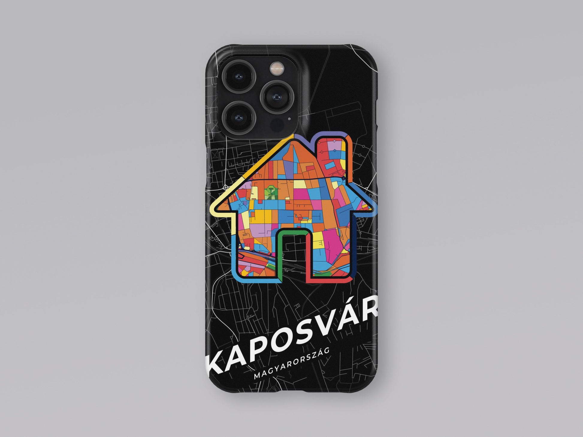 Kaposvár Hungary slim phone case with colorful icon. Birthday, wedding or housewarming gift. Couple match cases. 3