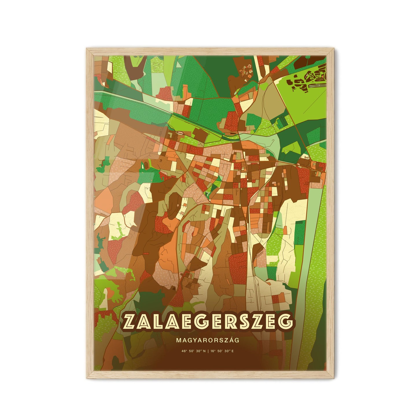 Colorful ZALAEGERSZEG HUNGARY Fine Art Map Farmhouse