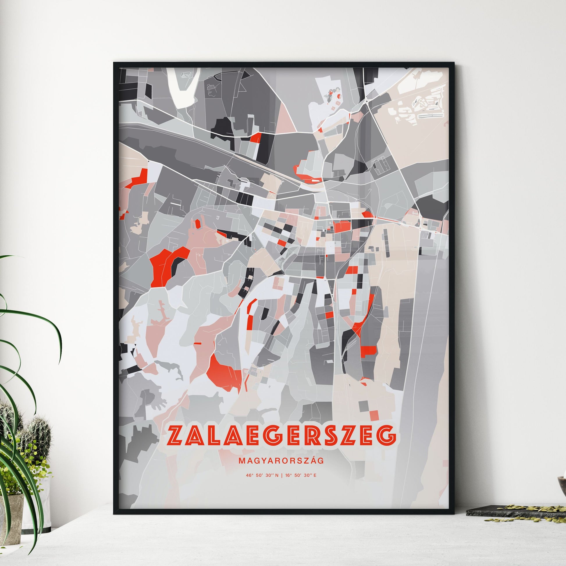 Colorful ZALAEGERSZEG HUNGARY Fine Art Map Modern