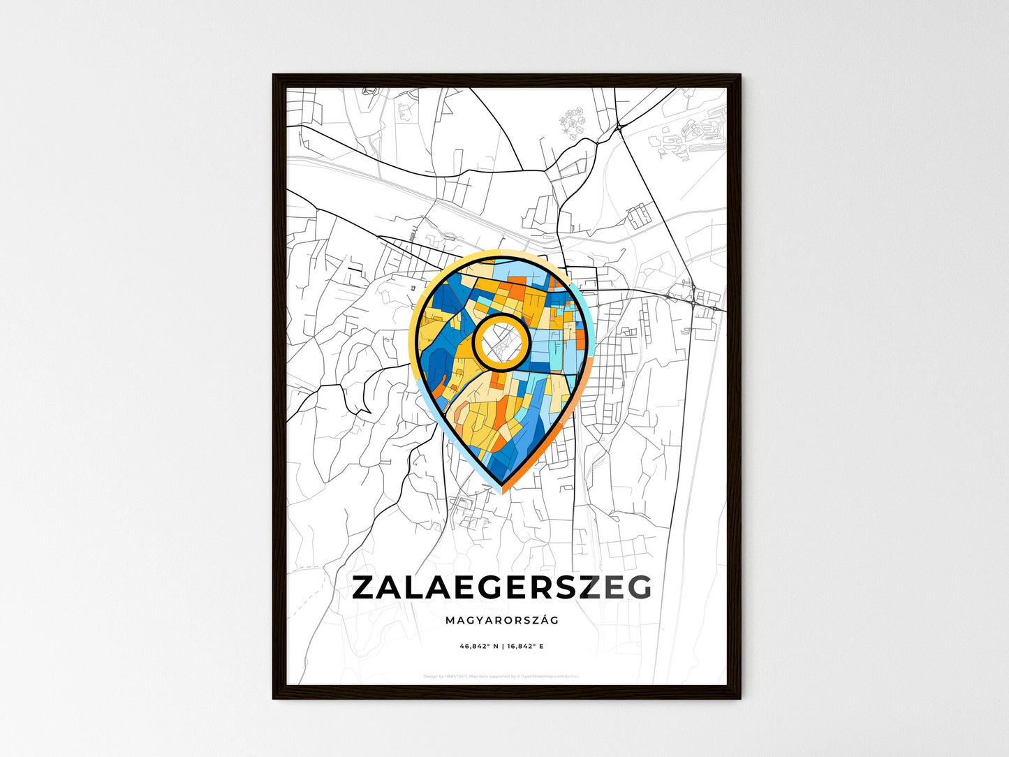 Zalaegerszeg Hungary wedding art map with pointer icon