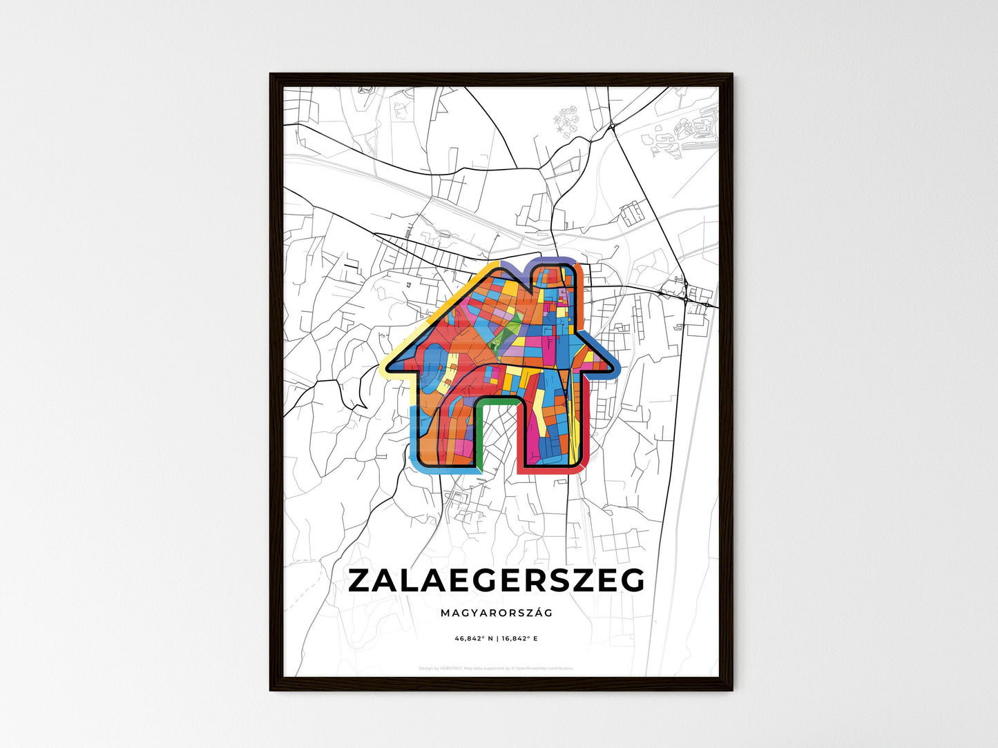 Zalaegerszeg Hungary wedding art map with home icon