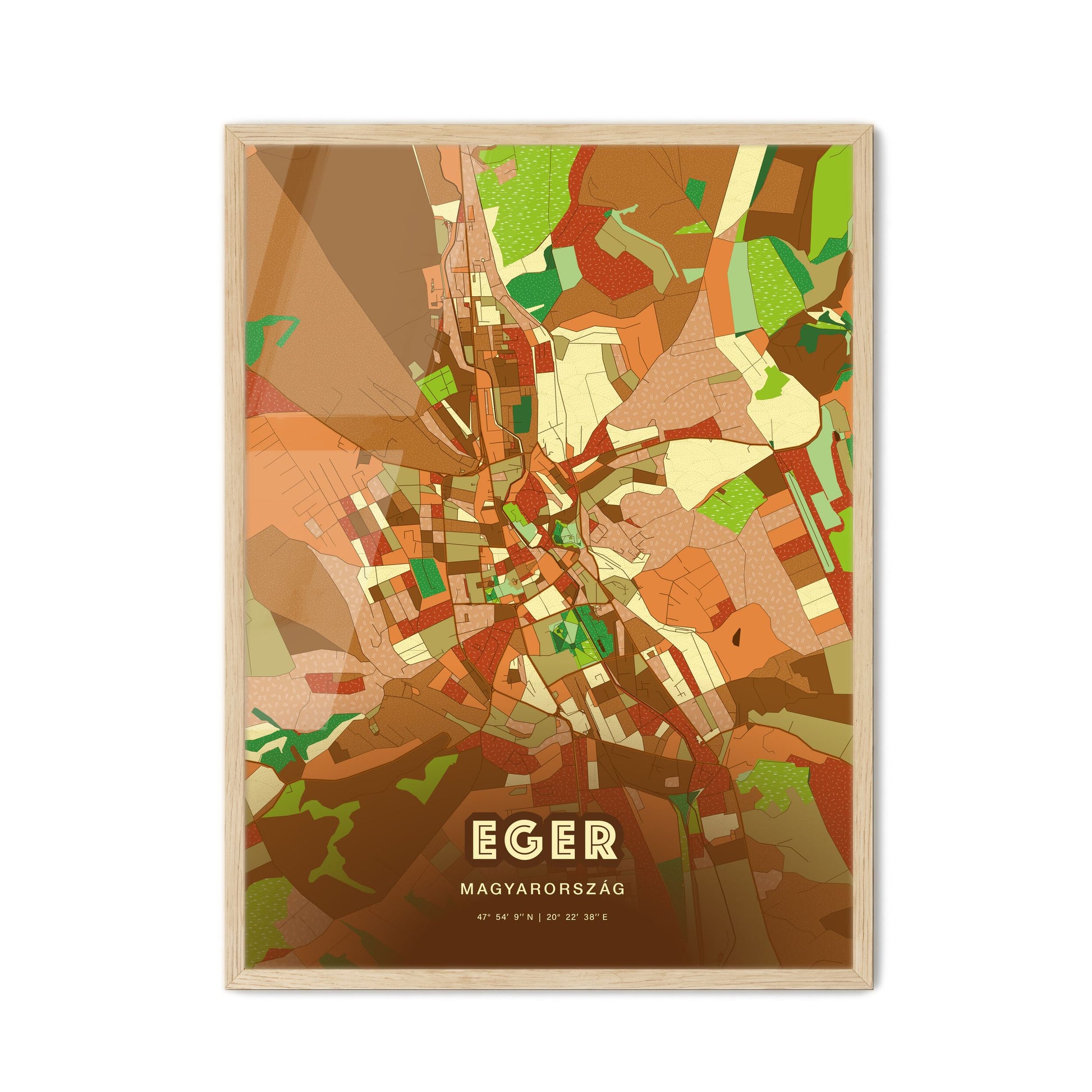 Colorful EGER HUNGARY Fine Art Map Farmhouse