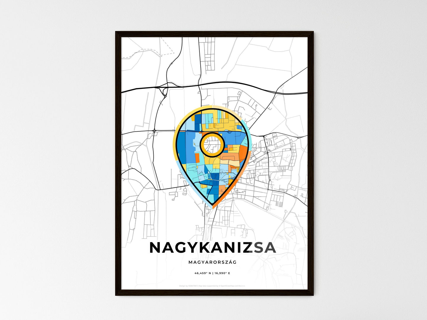 Nagykanizsa Hungary wedding art map with pointer icon