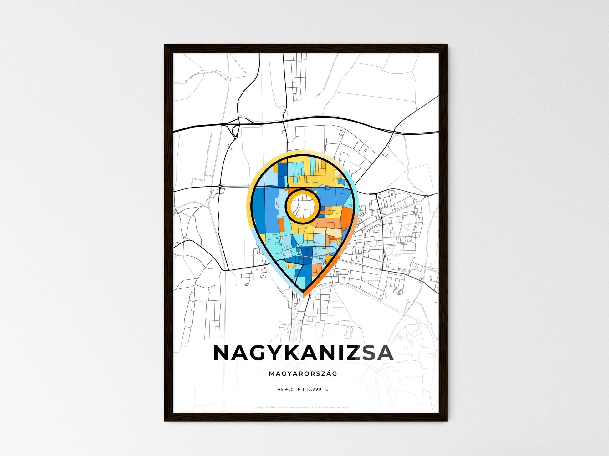 Nagykanizsa Hungary wedding art map with pointer icon