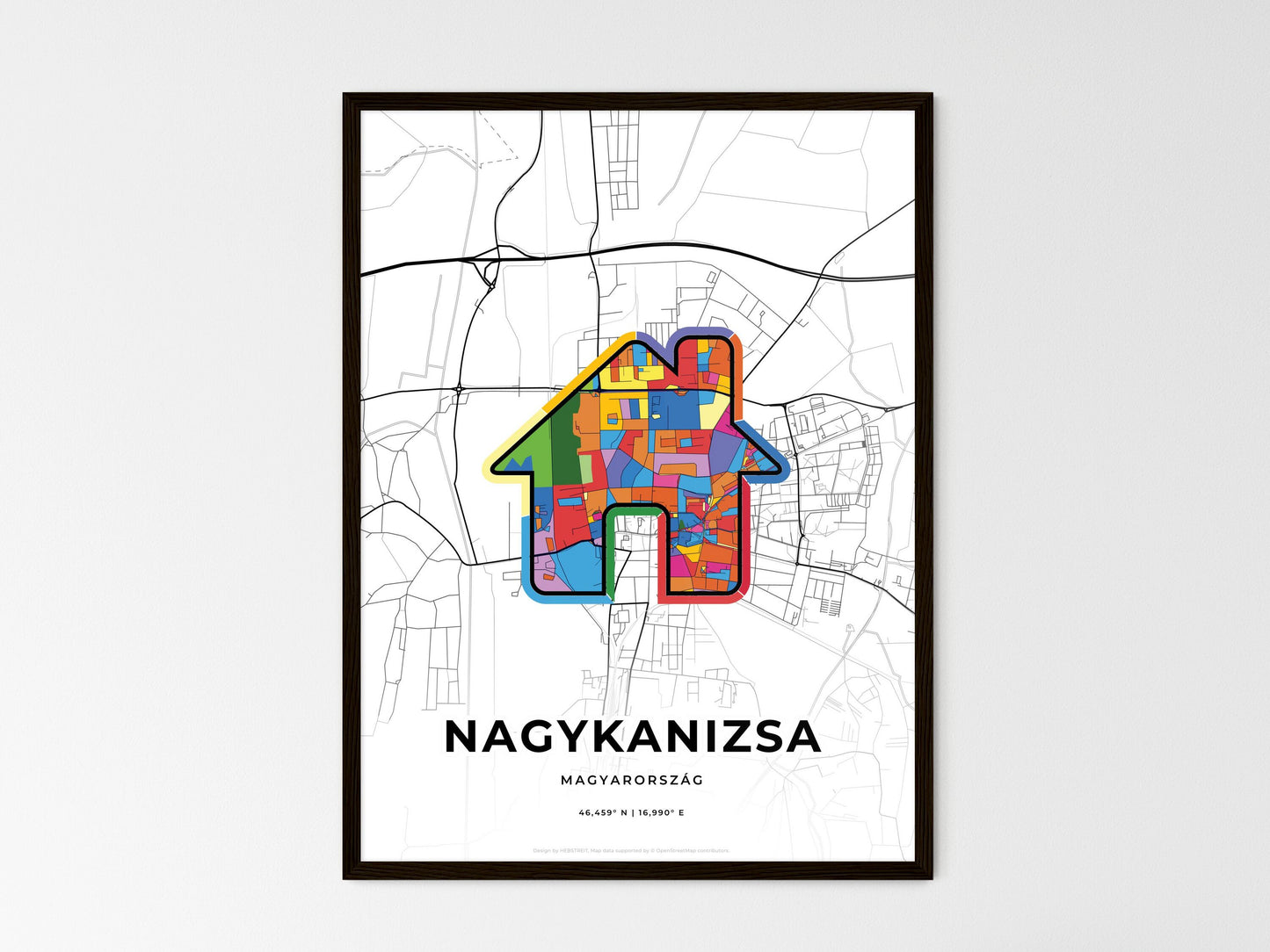 Nagykanizsa Hungary wedding art map with home icon