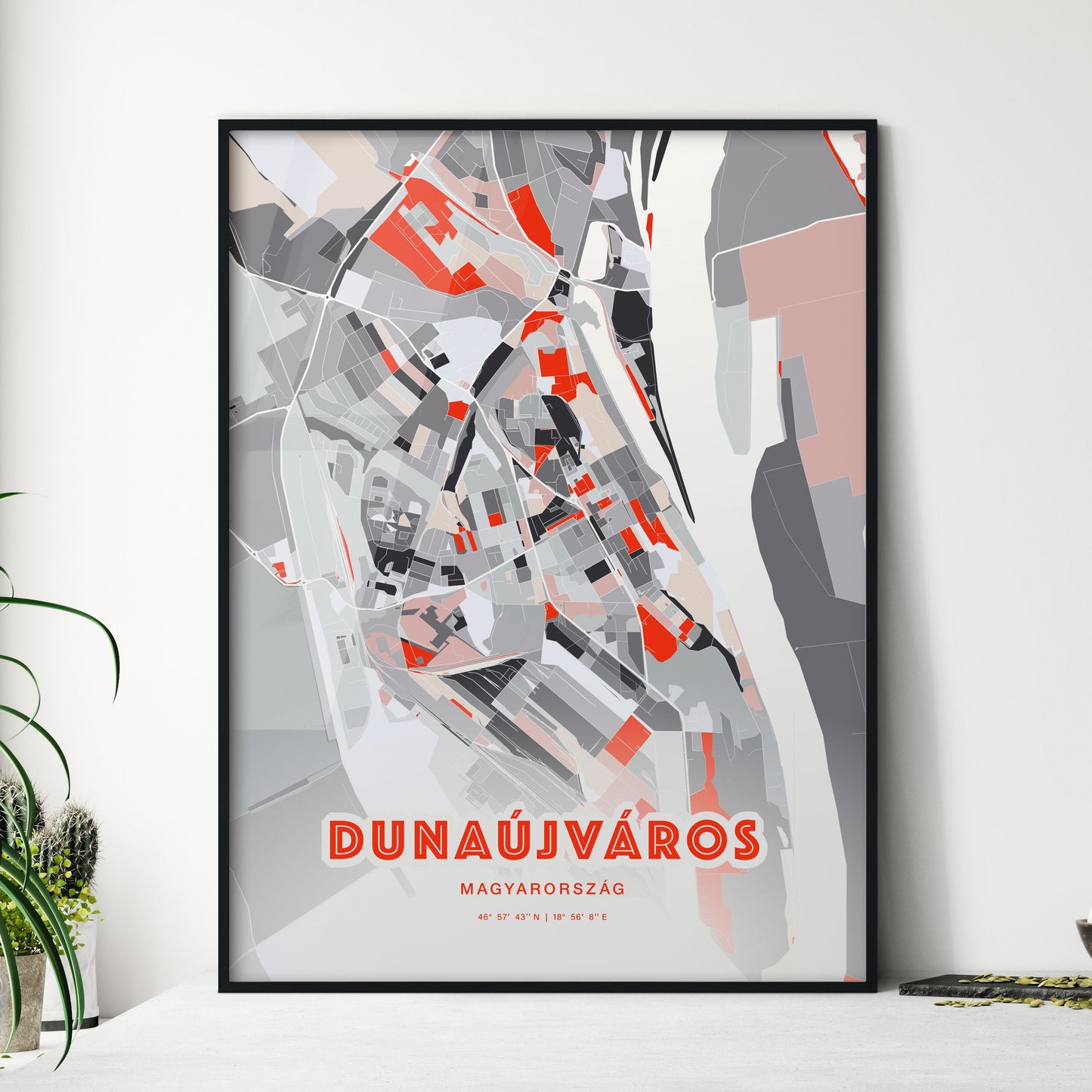 Colorful DUNAÚJVÁROS HUNGARY Fine Art Map Modern