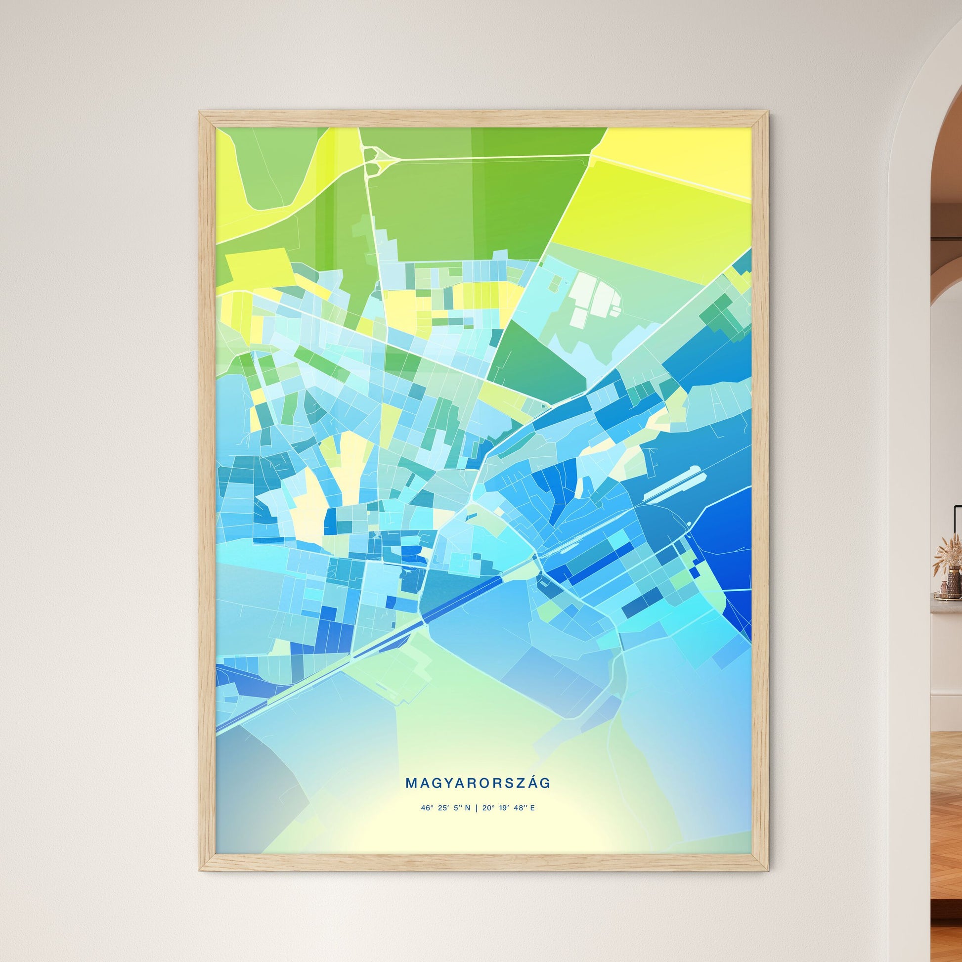 Colorful HÓDMEZŐVÁSÁRHELY HUNGARY Fine Art Map Cool Blue