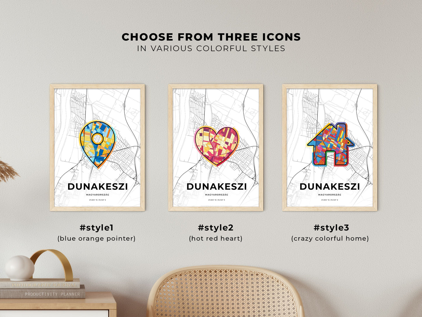 Dunakeszi Hungary maps with colorful icons