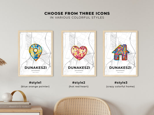 Dunakeszi Hungary maps with colorful icons