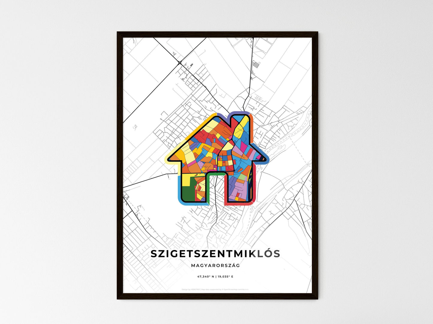 Szigetszentmiklós Hungary wedding art map with home icon
