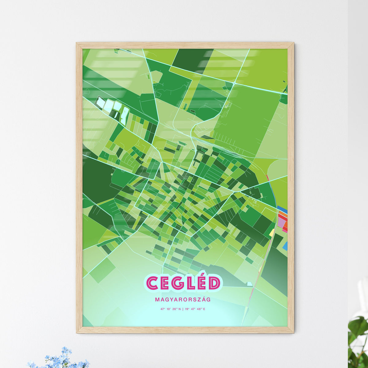 Colorful CEGLÉD HUNGARY Fine Art Map Crazy Colors