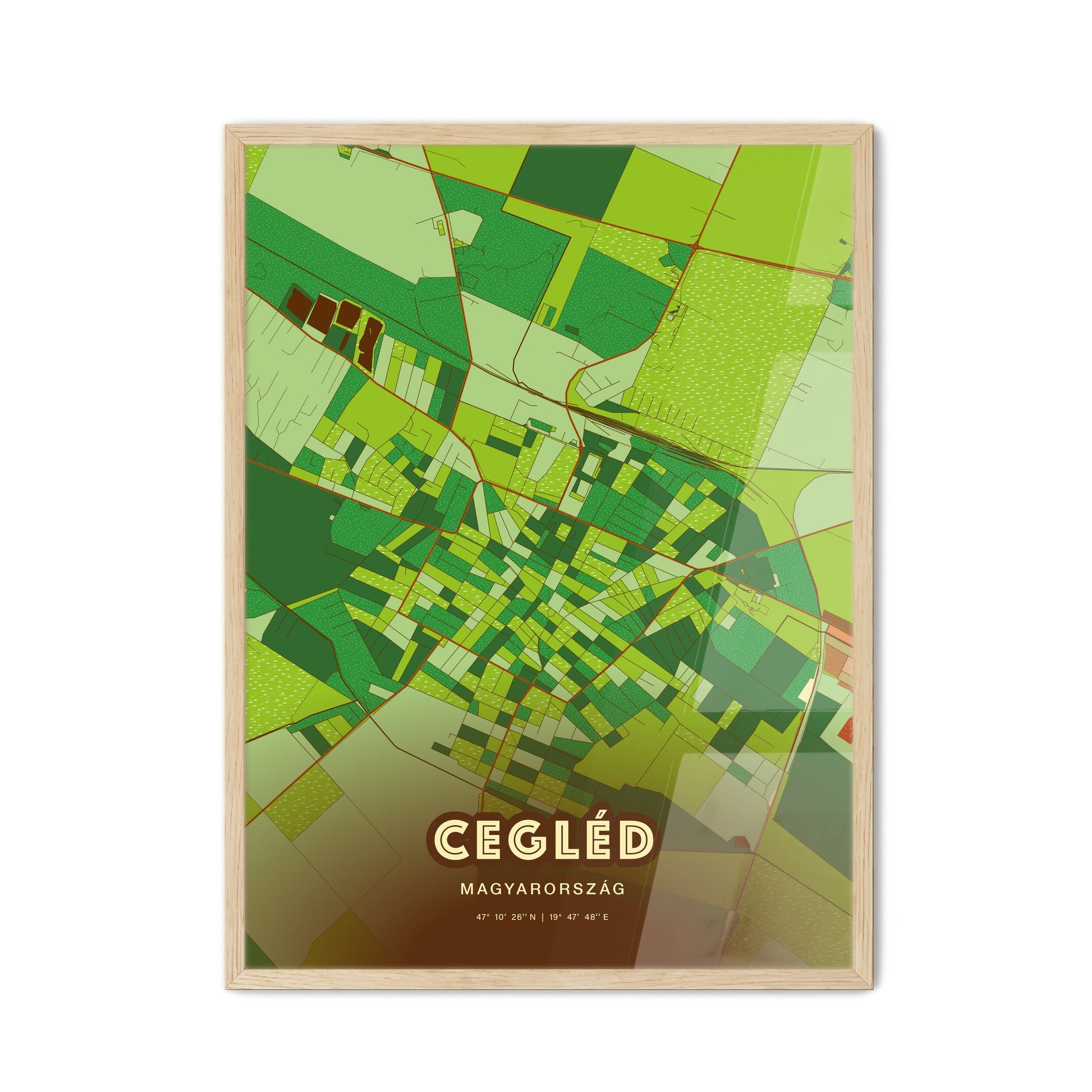 Colorful CEGLÉD HUNGARY Fine Art Map Farmhouse