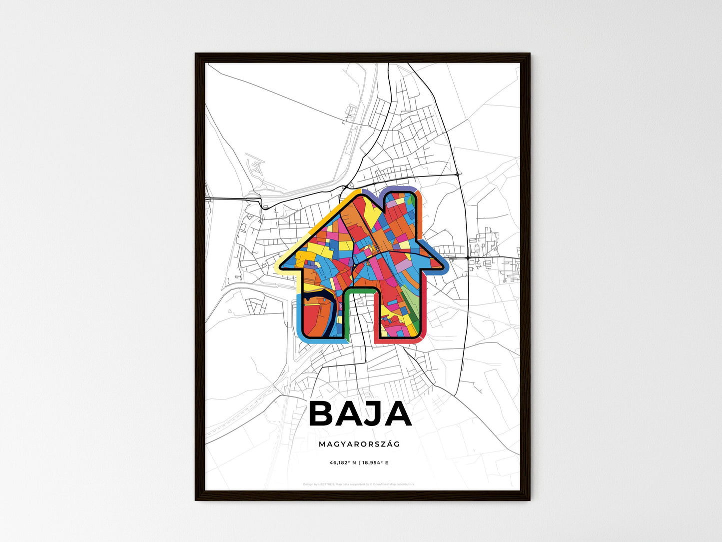 Baja Hungary wedding art map with home icon