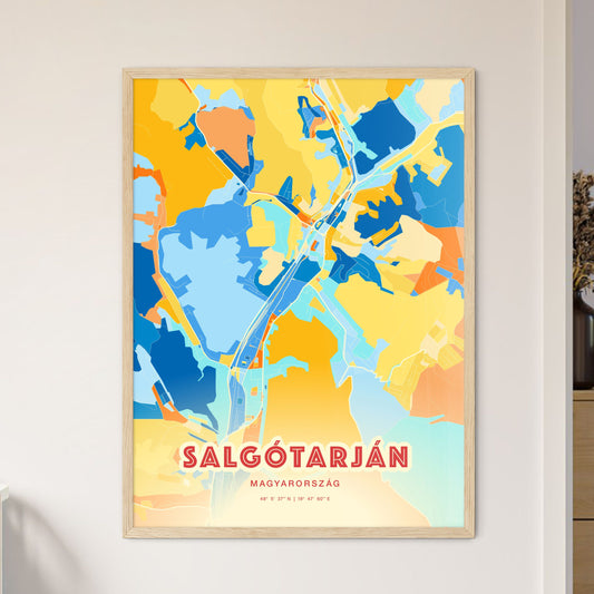 Colorful SALGÓTARJÁN HUNGARY Fine Art Map Blue Orange