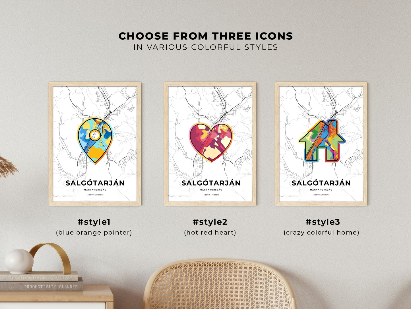 Salgótarján Hungary maps with colorful icons