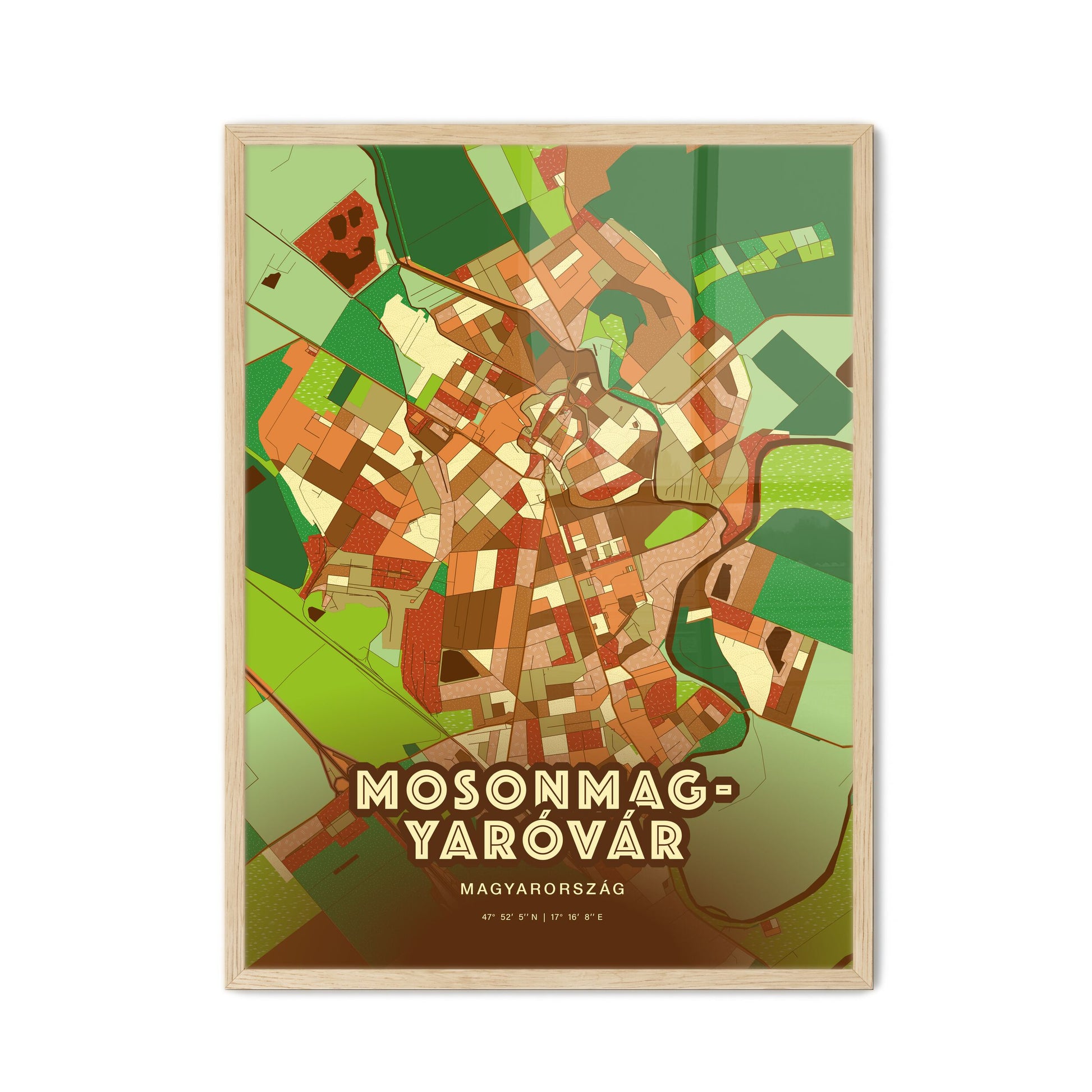 Colorful MOSONMAGYARÓVÁR HUNGARY Fine Art Map Farmhouse