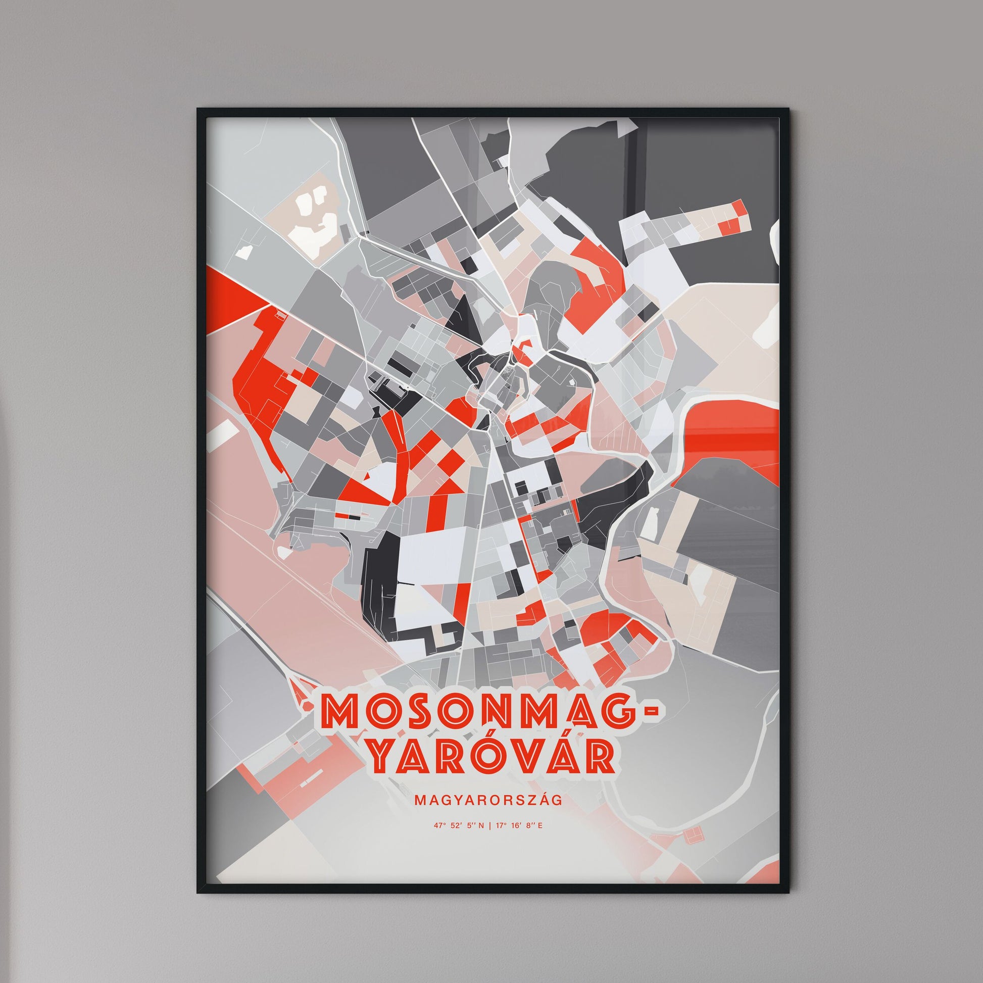 Colorful MOSONMAGYARÓVÁR HUNGARY Fine Art Map Modern