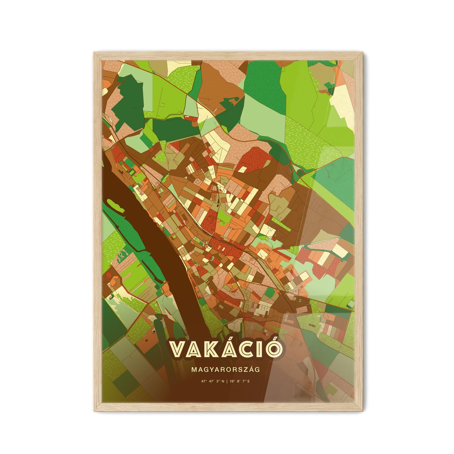 Colorful VÁC HUNGARY Fine Art Map Farmhouse