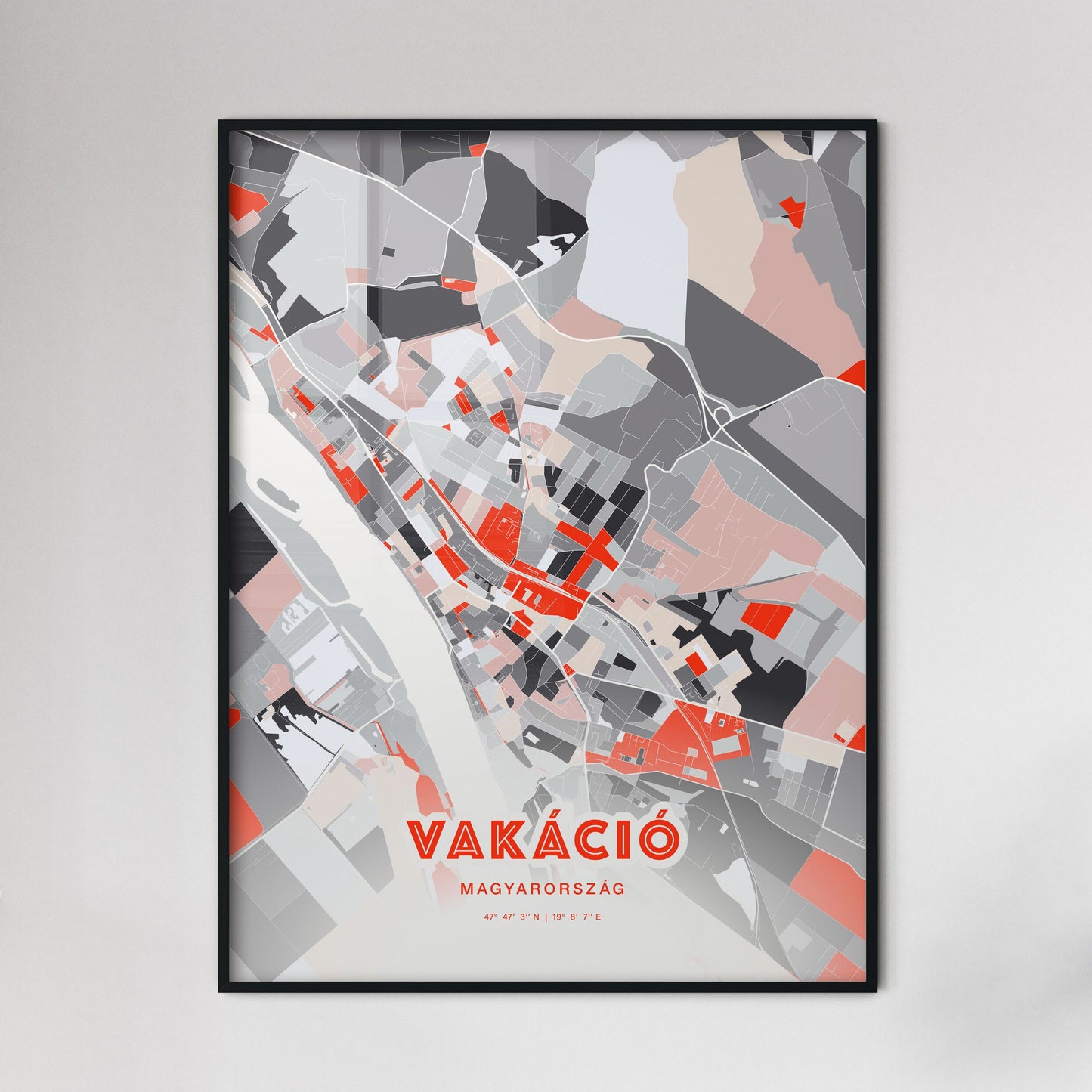 Colorful VÁC HUNGARY Fine Art Map Modern