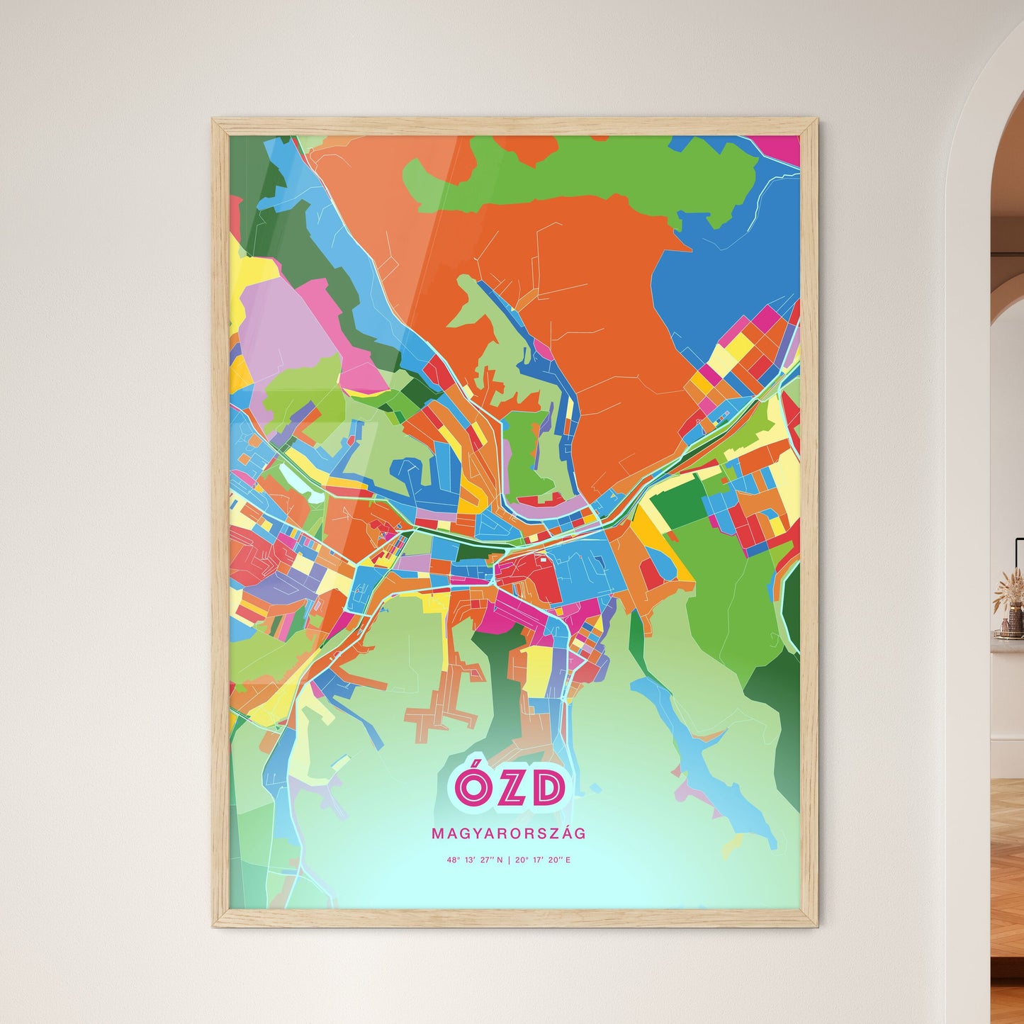 Colorful ÓZD HUNGARY Fine Art Map Crazy Colors