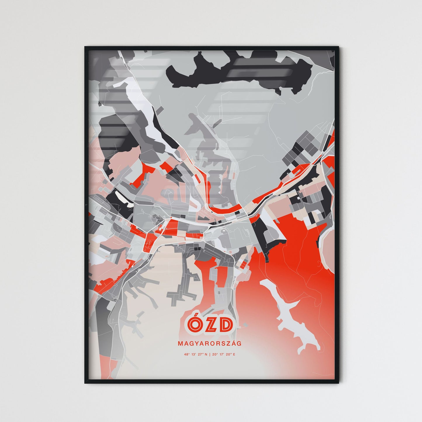 Colorful ÓZD HUNGARY Fine Art Map Modern