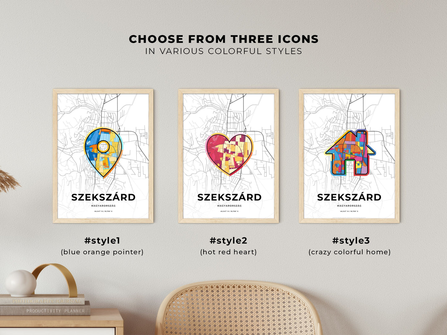 Szekszárd Hungary maps with colorful icons