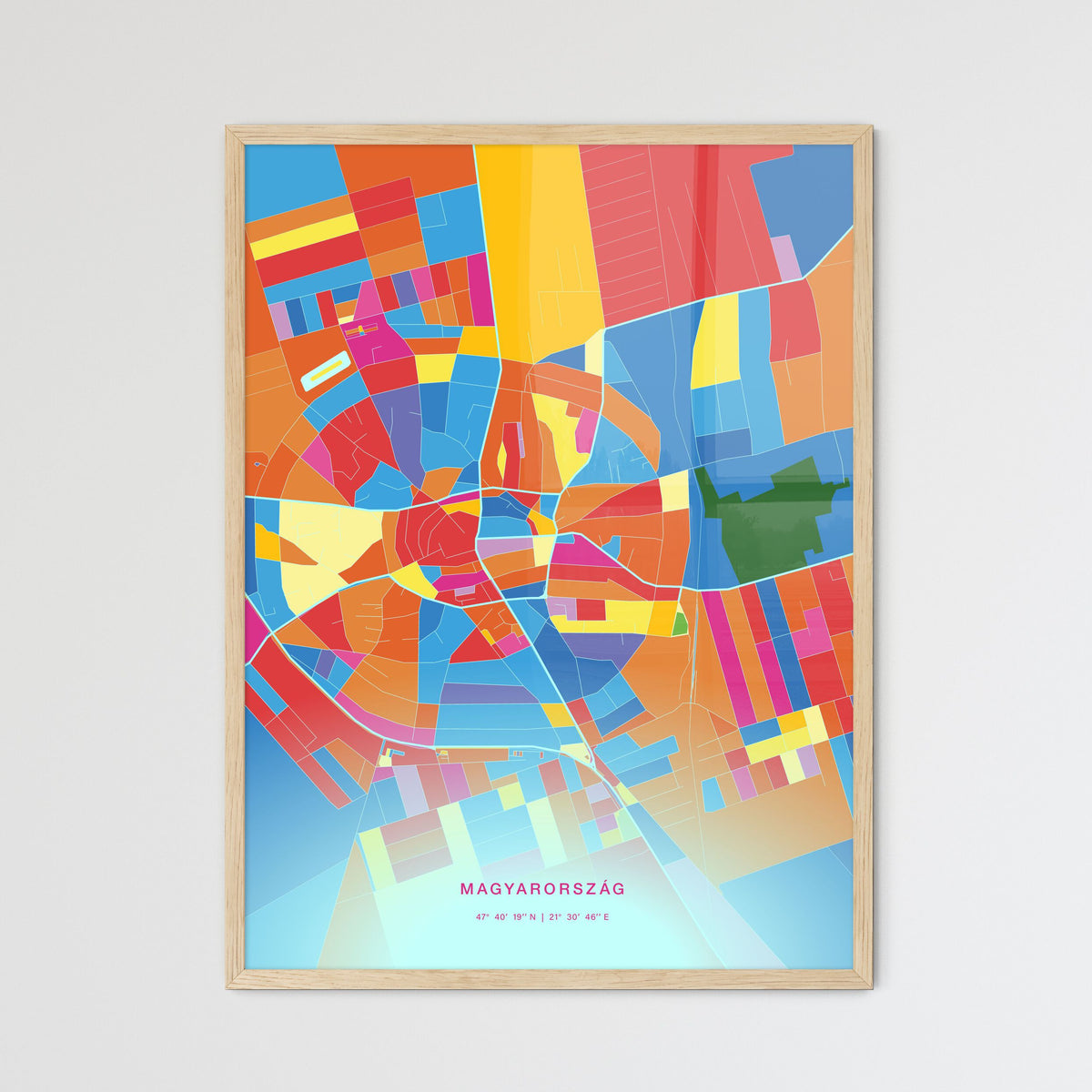 Colorful HAJDÚBÖSZÖRMÉNY HUNGARY Fine Art Map Crazy Colors