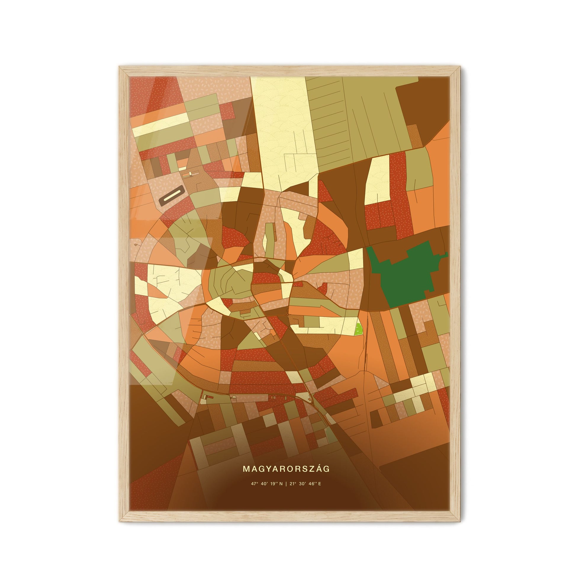 Colorful HAJDÚBÖSZÖRMÉNY HUNGARY Fine Art Map Farmhouse