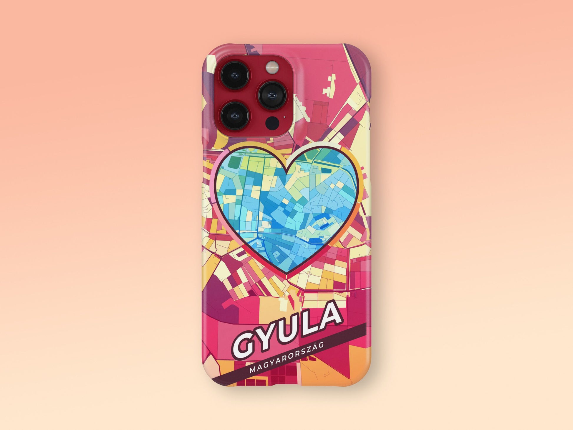 Gyula Hungary slim phone case with colorful icon. Birthday, wedding or housewarming gift. Couple match cases. 2