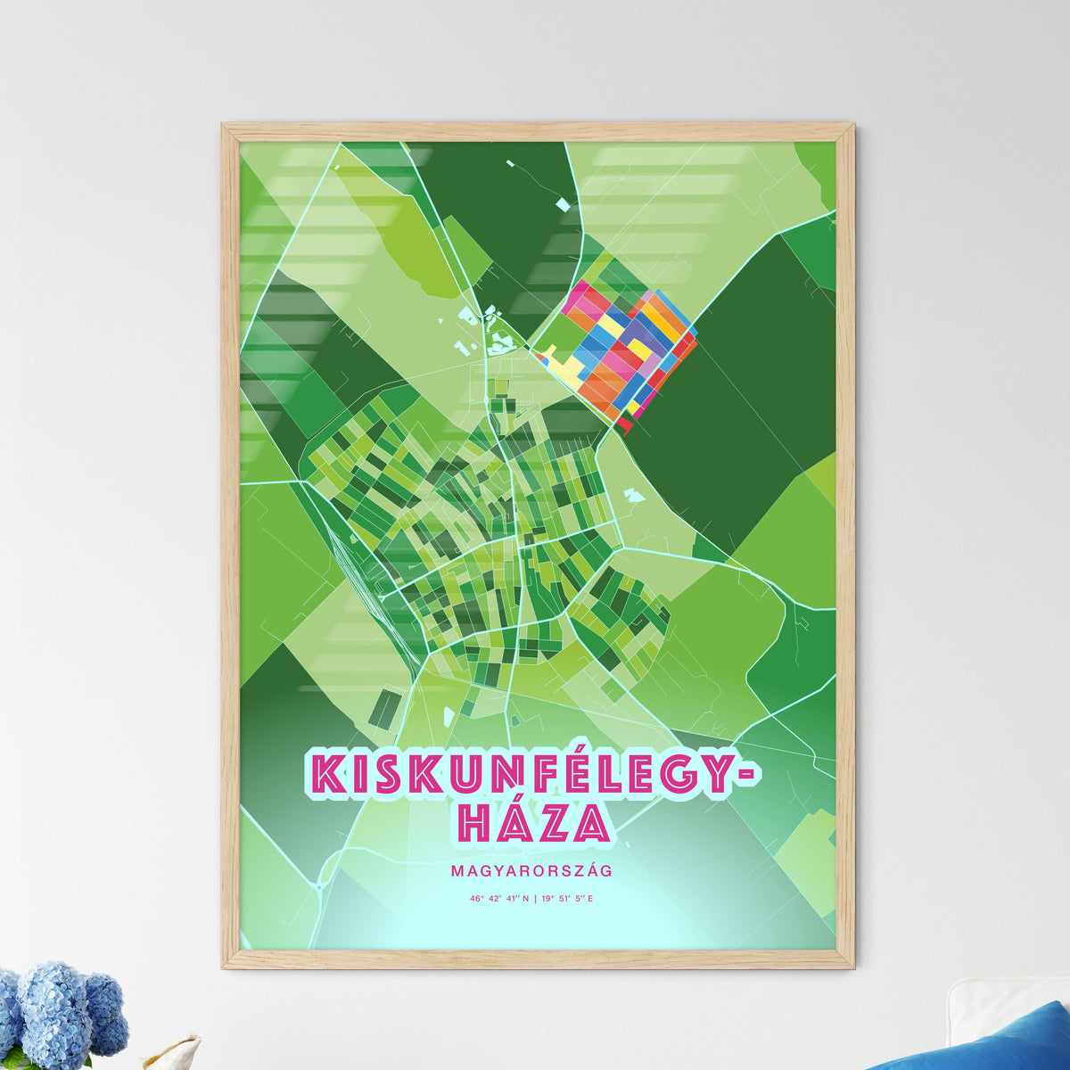 Colorful KISKUNFÉLEGYHÁZA HUNGARY Fine Art Map Crazy Colors