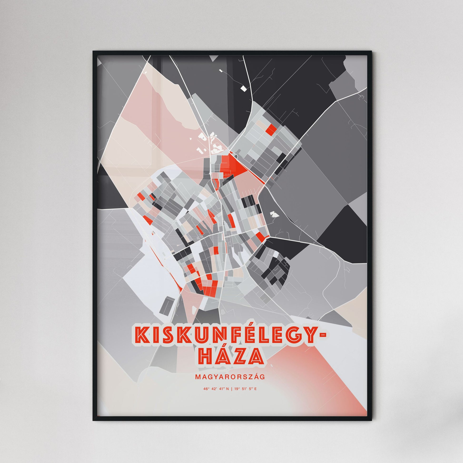 Colorful KISKUNFÉLEGYHÁZA HUNGARY Fine Art Map Modern