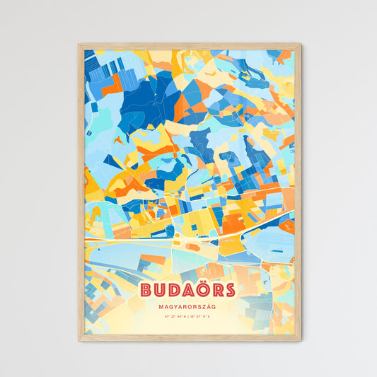 Colorful BUDAÖRS HUNGARY Fine Art Map Blue Orange
