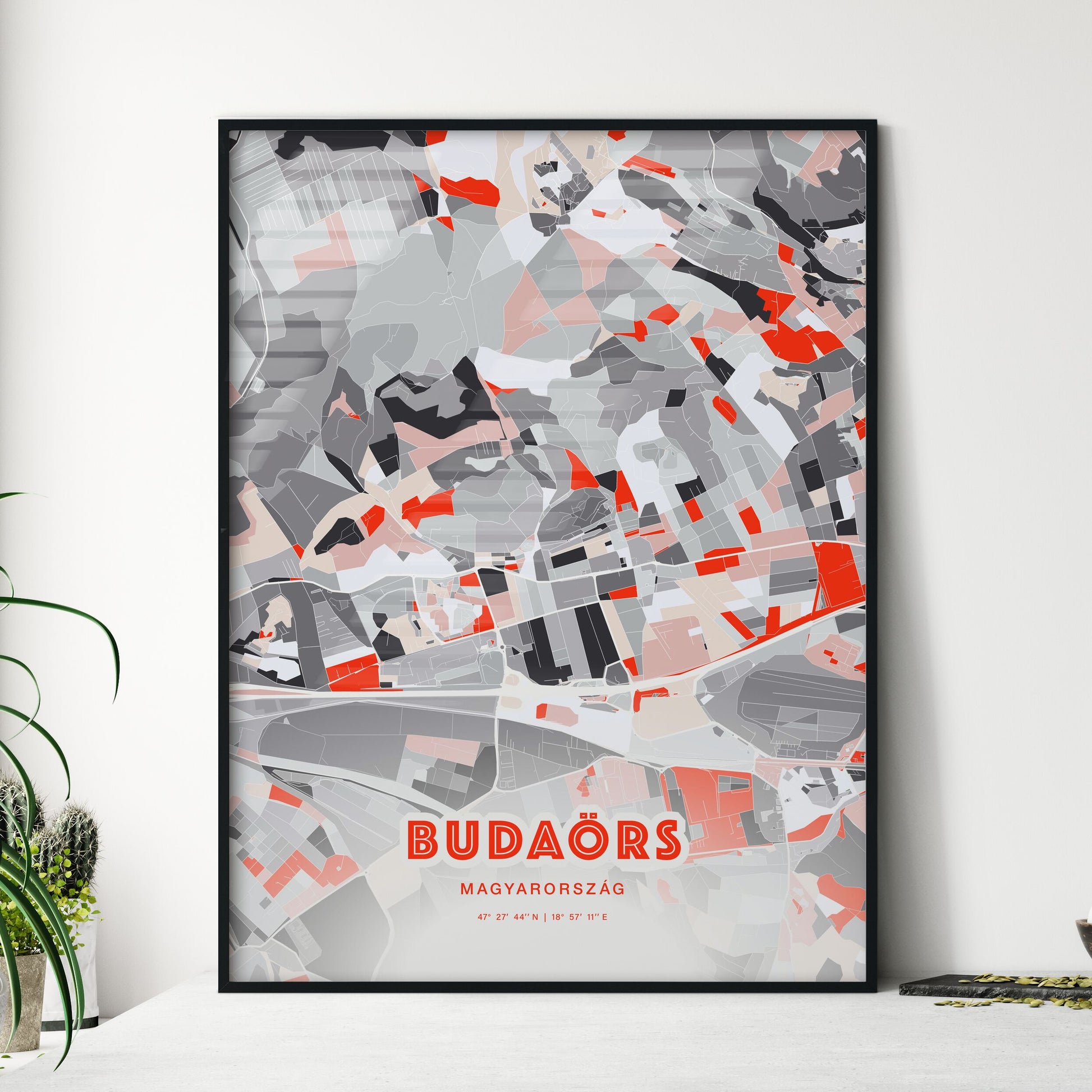 Colorful BUDAÖRS HUNGARY Fine Art Map Modern