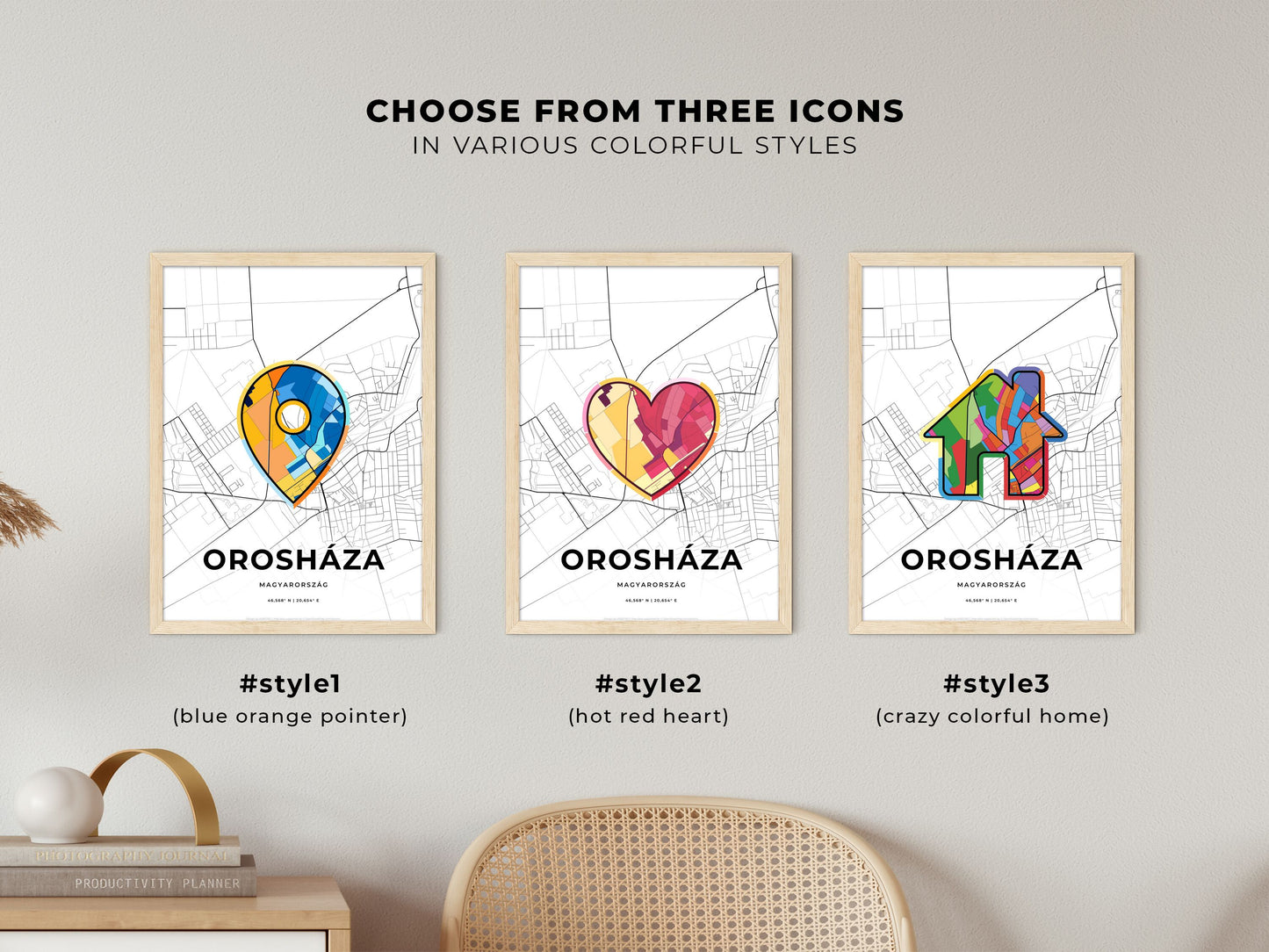 Orosháza Hungary maps with colorful icons