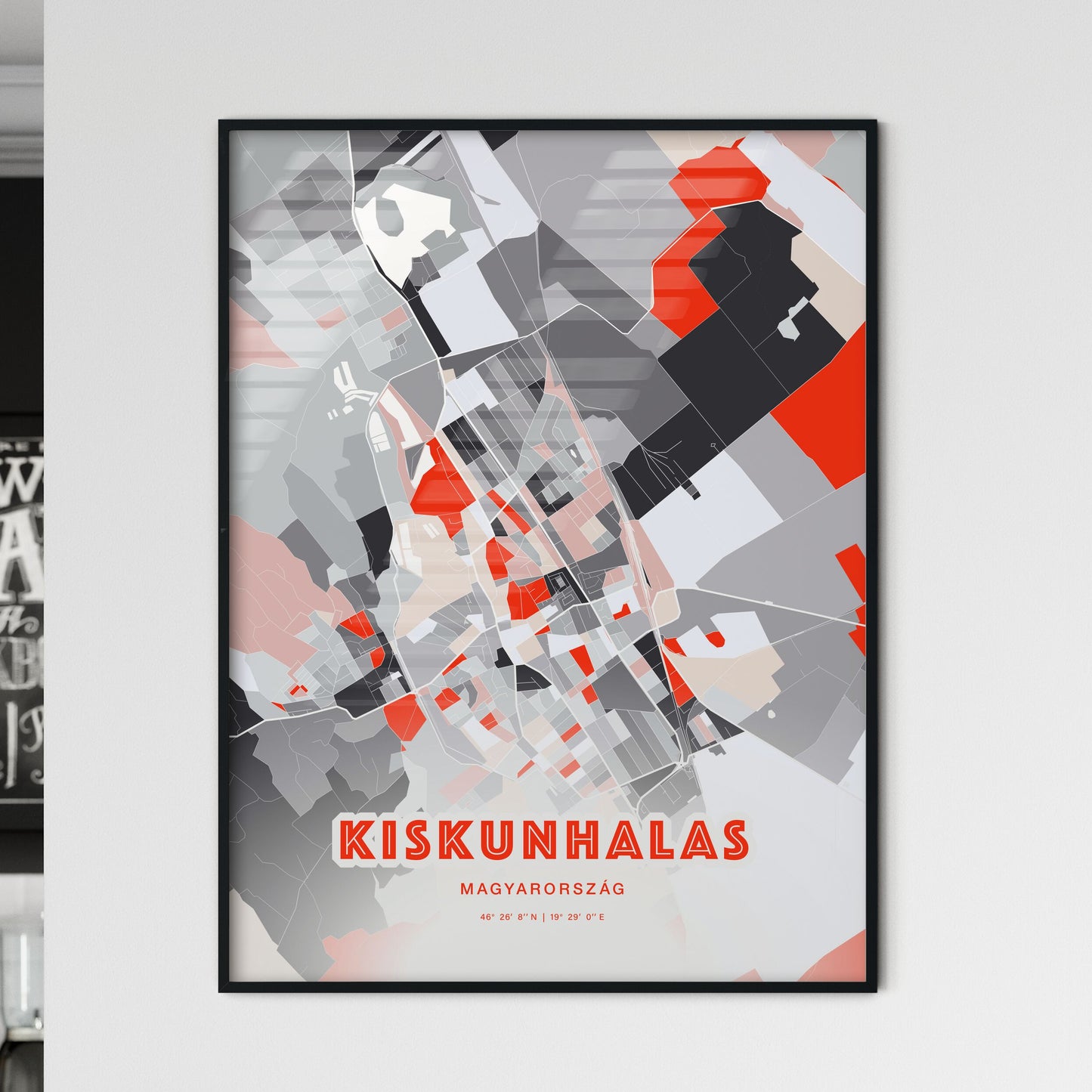 Colorful KISKUNHALAS HUNGARY Fine Art Map Modern