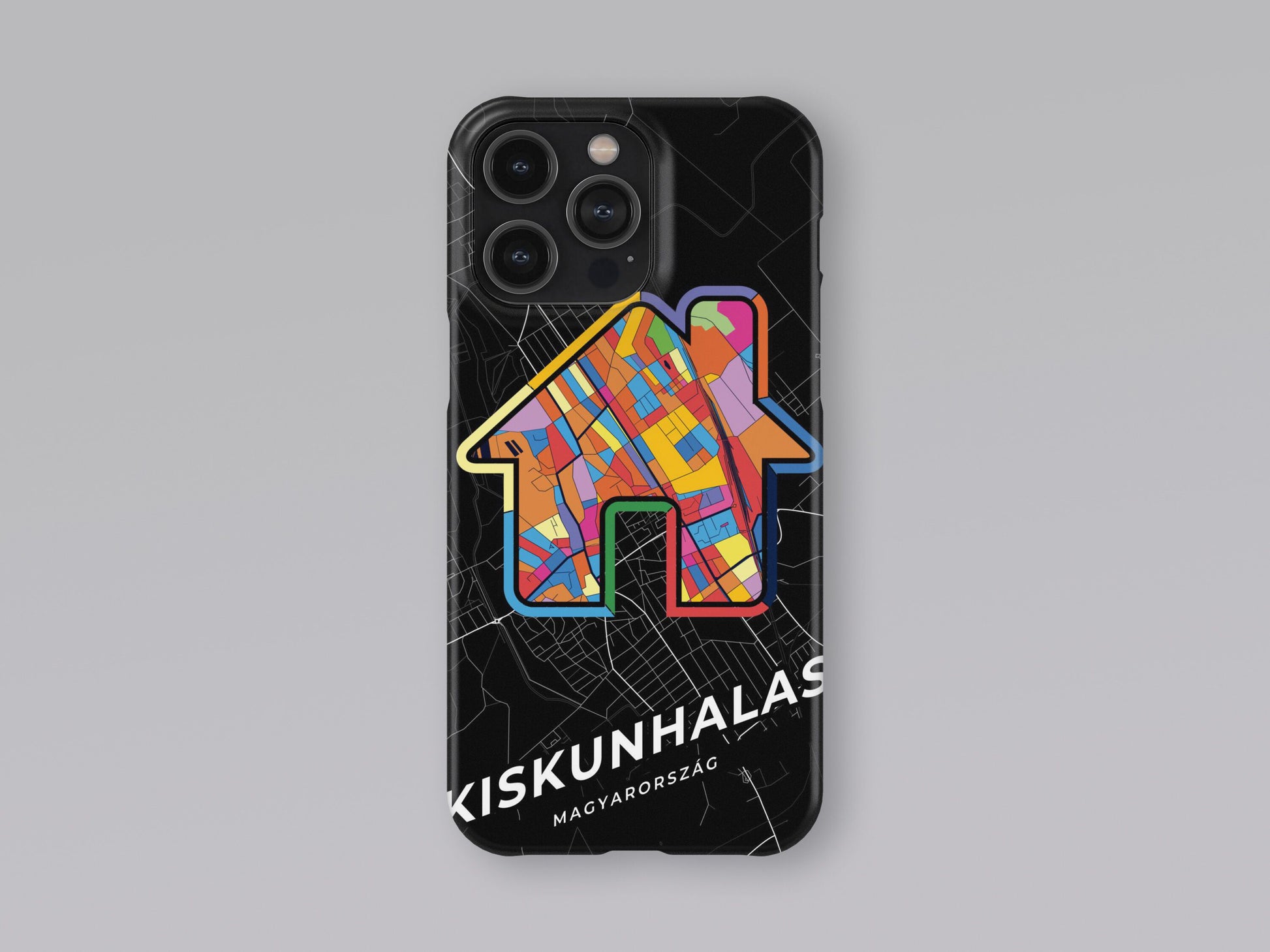 Kiskunhalas Hungary slim phone case with colorful icon. Birthday, wedding or housewarming gift. Couple match cases. 3