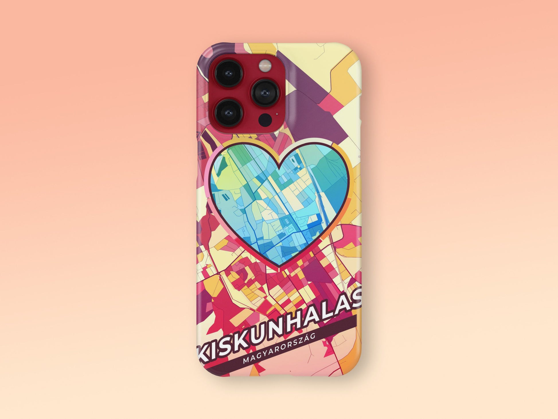 Kiskunhalas Hungary slim phone case with colorful icon. Birthday, wedding or housewarming gift. Couple match cases. 2