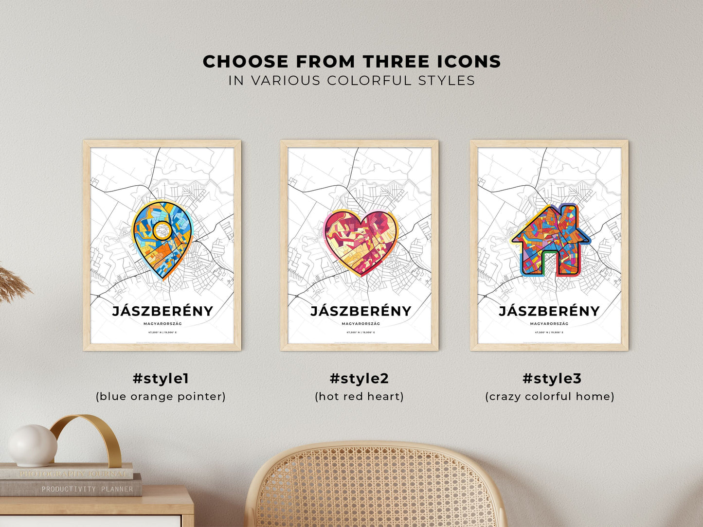 Jászberény Hungary maps with colorful icons