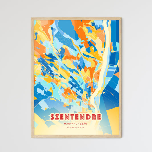 Colorful SZENTENDRE HUNGARY Fine Art Map Blue Orange