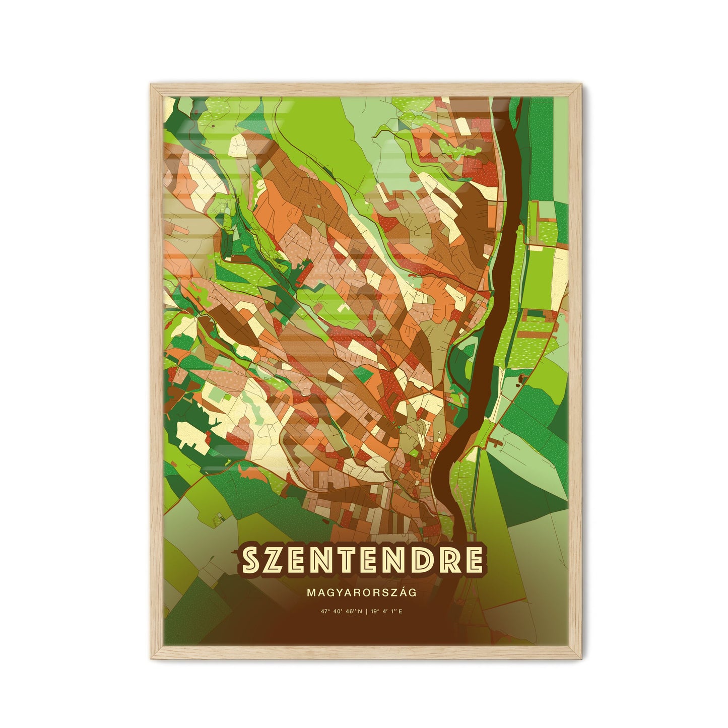 Colorful SZENTENDRE HUNGARY Fine Art Map Farmhouse