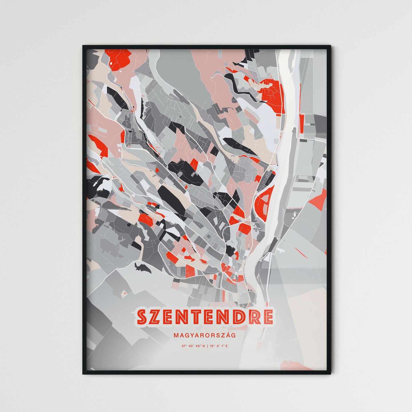 Colorful SZENTENDRE HUNGARY Fine Art Map Modern