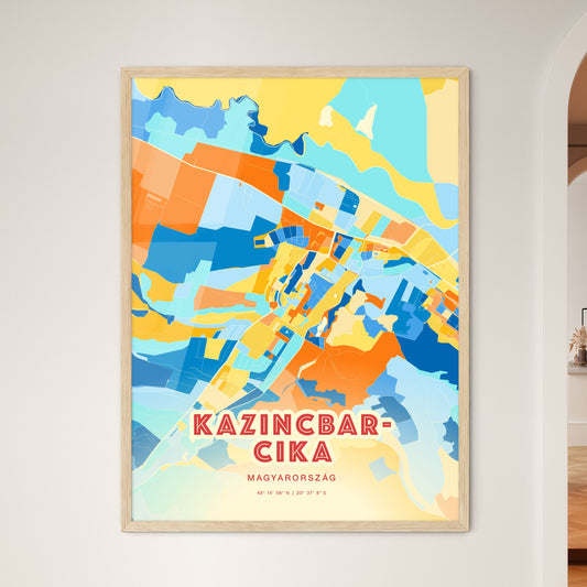 Colorful KAZINCBARCIKA HUNGARY Fine Art Map Blue Orange