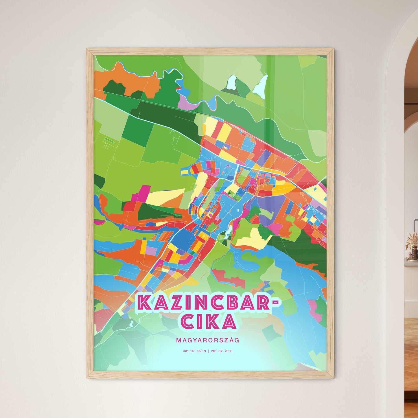 Colorful KAZINCBARCIKA HUNGARY Fine Art Map Crazy Colors