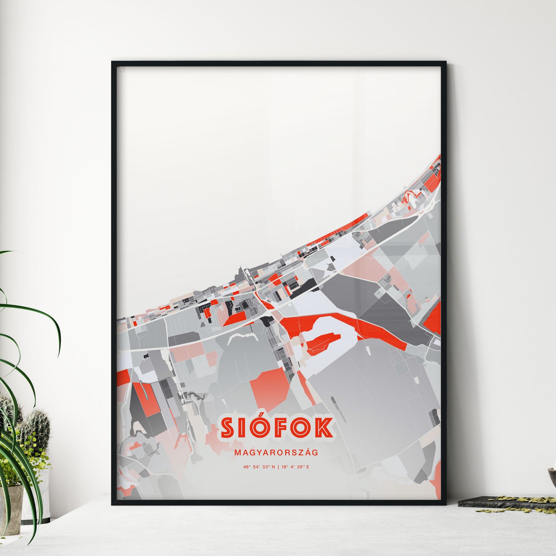 Colorful SIÓFOK HUNGARY Fine Art Map Modern