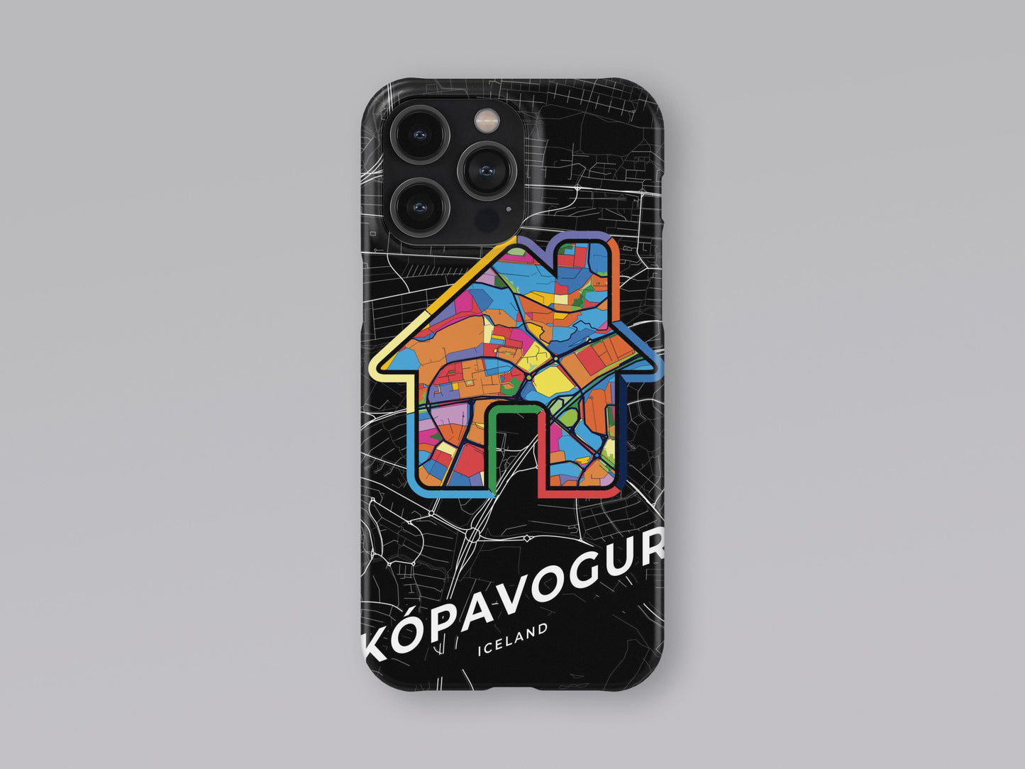 Kópavogur Iceland slim phone case with colorful icon. Birthday, wedding or housewarming gift. Couple match cases. 3