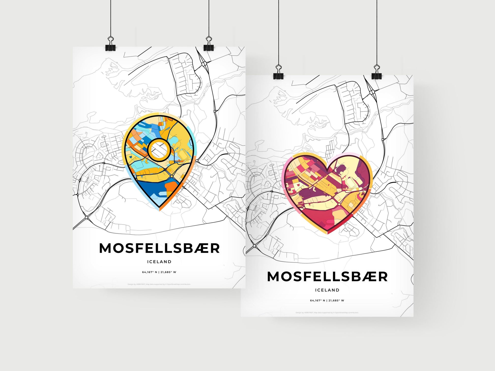 Mosfellsbær Iceland art print for couples