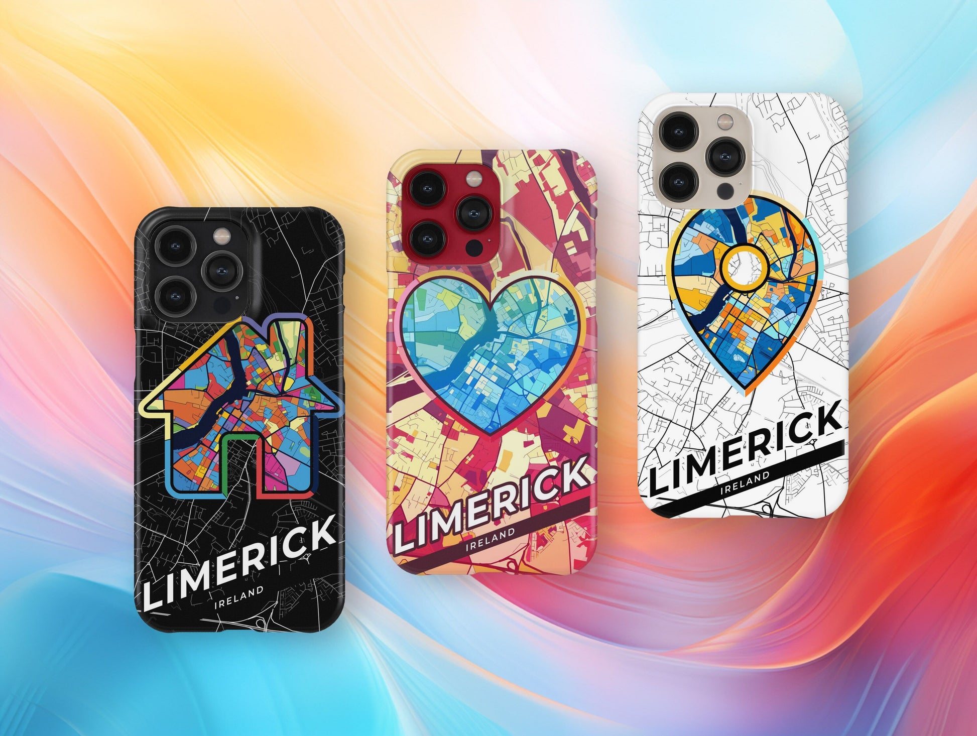 Limerick Ireland slim phone case with colorful icon. Birthday, wedding or housewarming gift. Couple match cases.