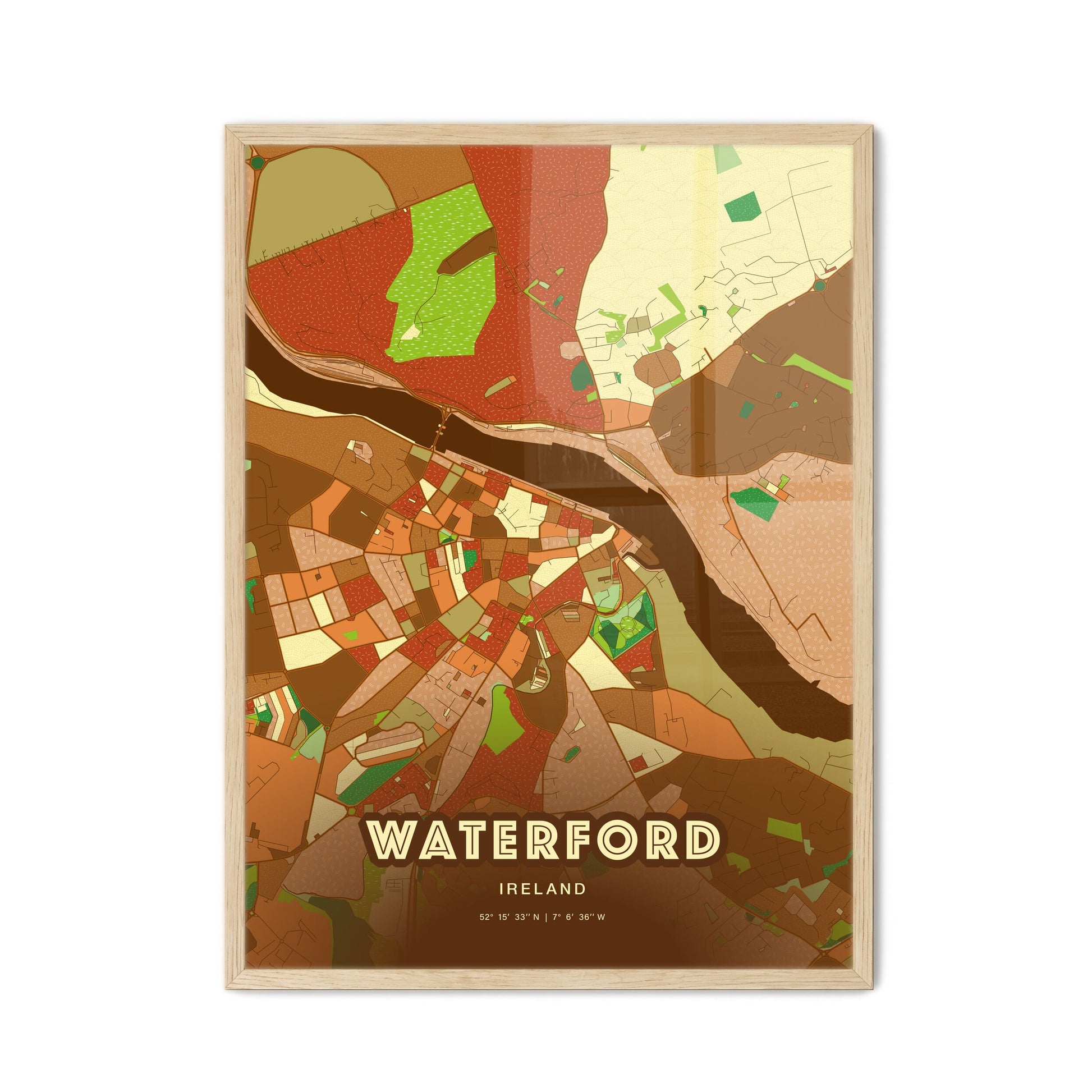 Colorful WATERFORD IRELAND Fine Art Map Farmhouse