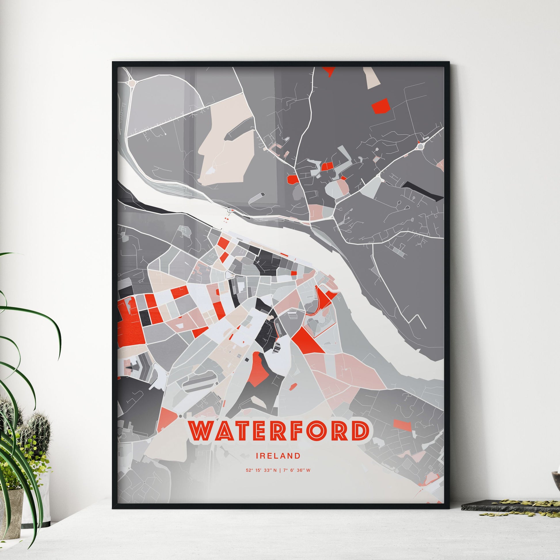 Colorful WATERFORD IRELAND Fine Art Map Modern