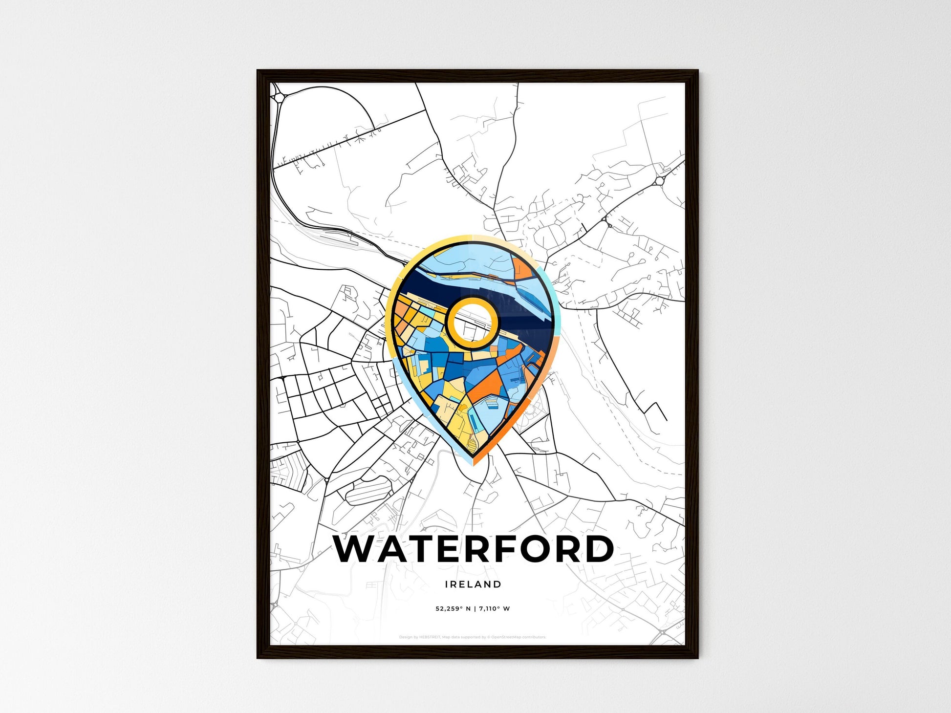 Waterford Ireland wedding art map with pointer icon